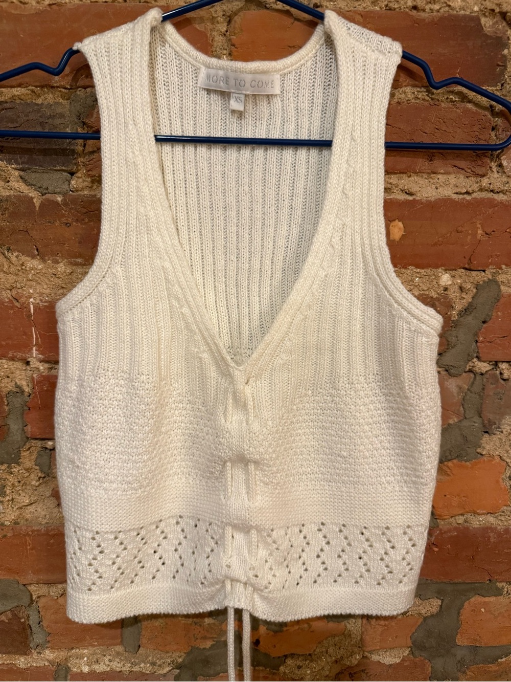 More To Come Cream Knit Tie-Front Vest